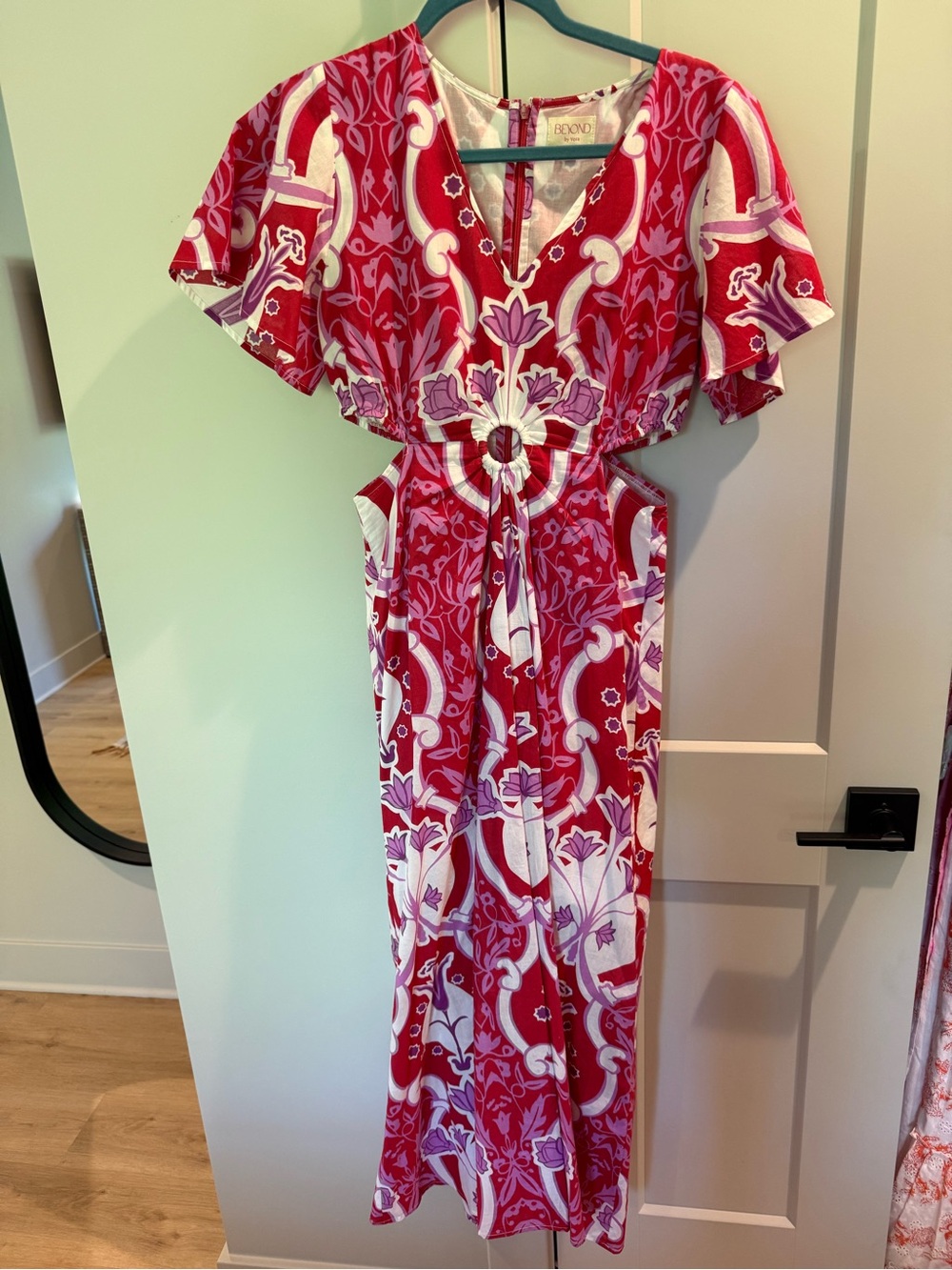 Beyond by Vera Red Floral Cutout Maxi Dress